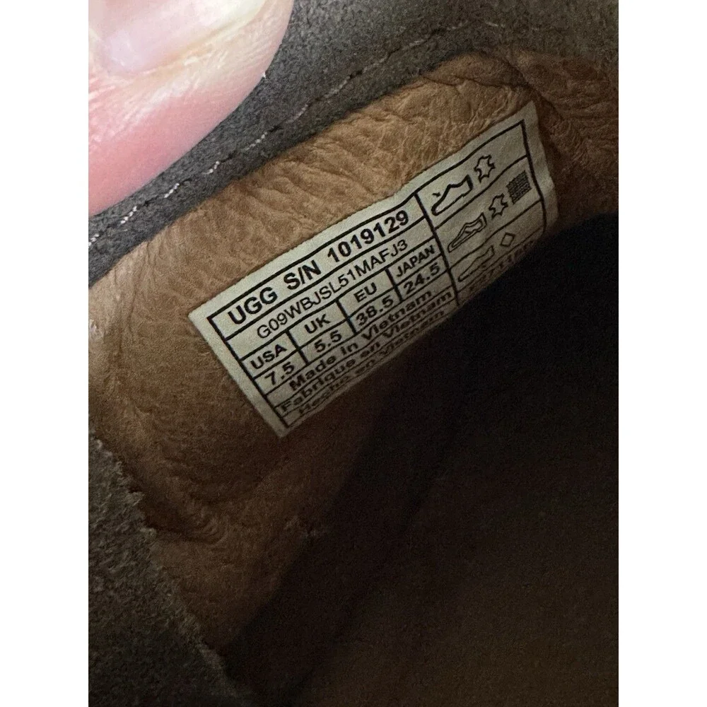 UGG Elora Women's 7.5 Grey Suede Wrap Lace Ankle Boots Side Zip 1019129 - Picture 8 of 11